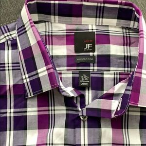 J Ferrar Purple Plaid 17-17.5 34-35 Dress Shirt